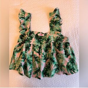 Buddy Love Swing Ruffle Top Palm Pattern